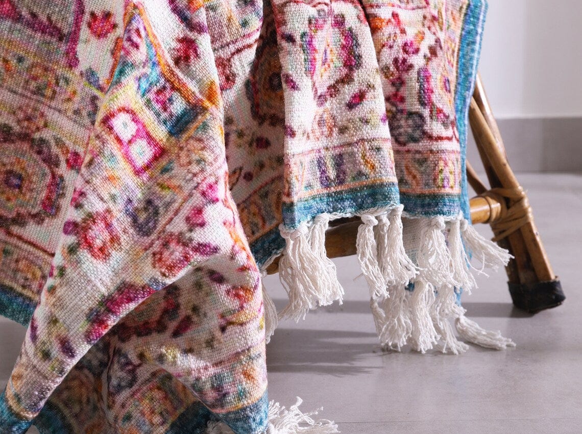 Luxury Rustic Cotton Wool Throw Blanket for Home Decor, Large Picnic Throw Rug