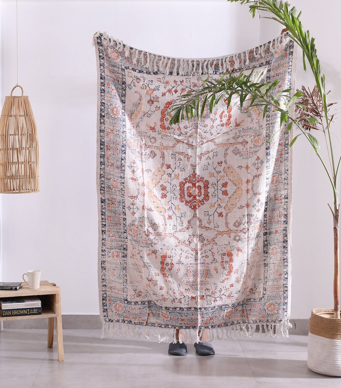 Luxury Rustic Cotton Wool Throw Blanket for Home Decor, Large Picnic Throw Rug