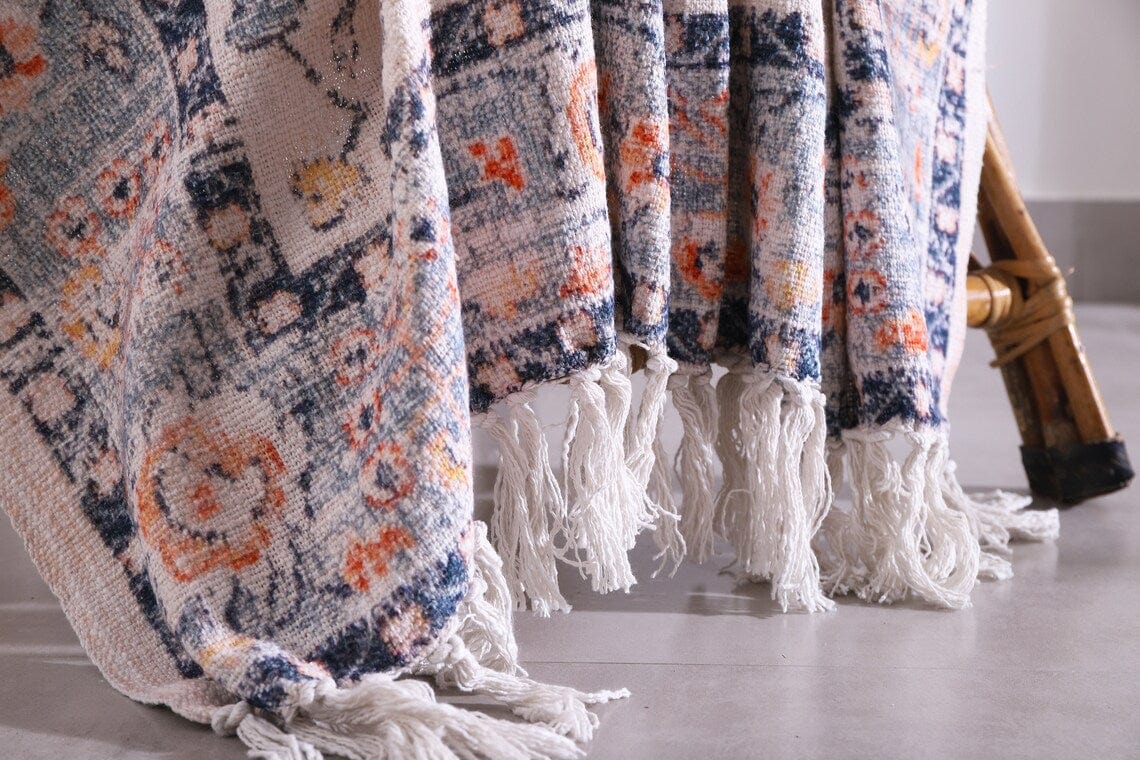 Luxury Rustic Cotton Wool Throw Blanket for Home Decor, Large Picnic Throw Rug
