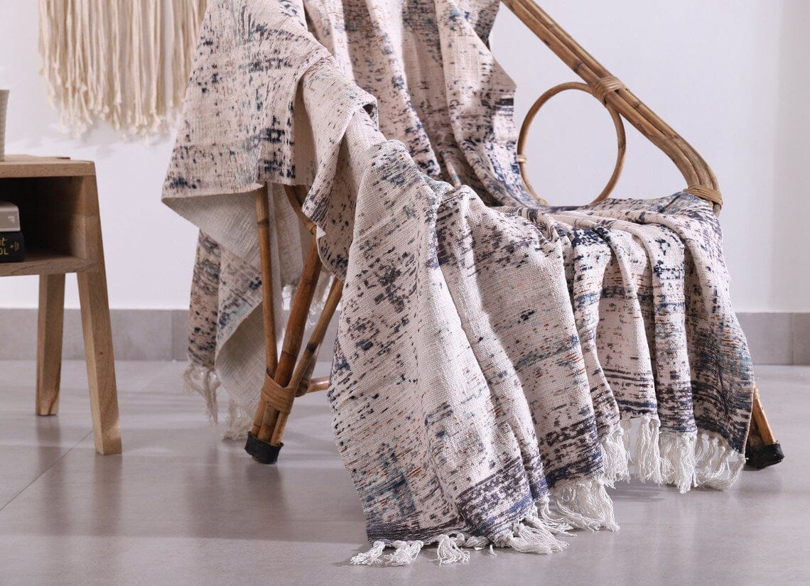 Luxury Rustic Cotton Wool Throw Blanket for Home Decor, Large Picnic Throw Rug