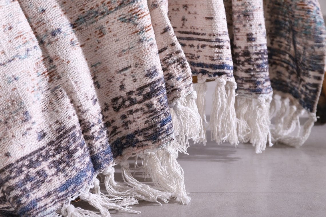 Luxury Rustic Cotton Wool Throw Blanket for Home Decor, Large Picnic Throw Rug
