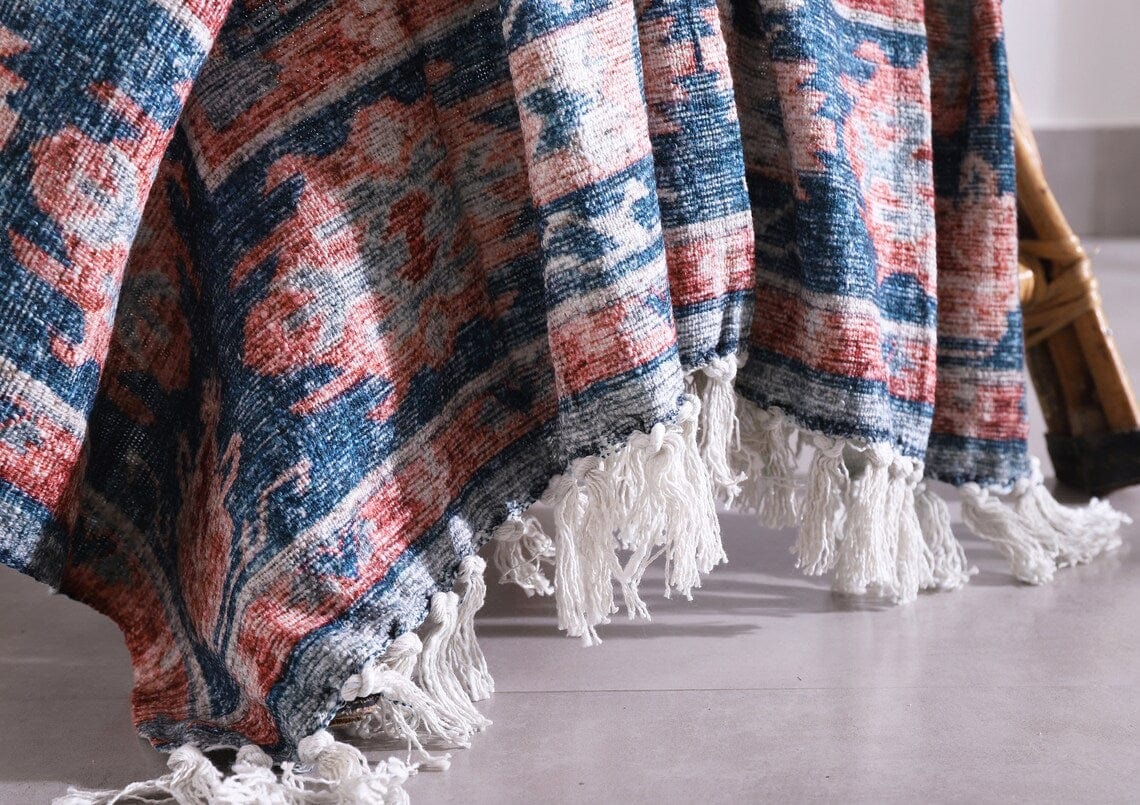 Luxury Rustic Cotton Wool Throw Blanket for Home Decor, Large Picnic Throw Rug