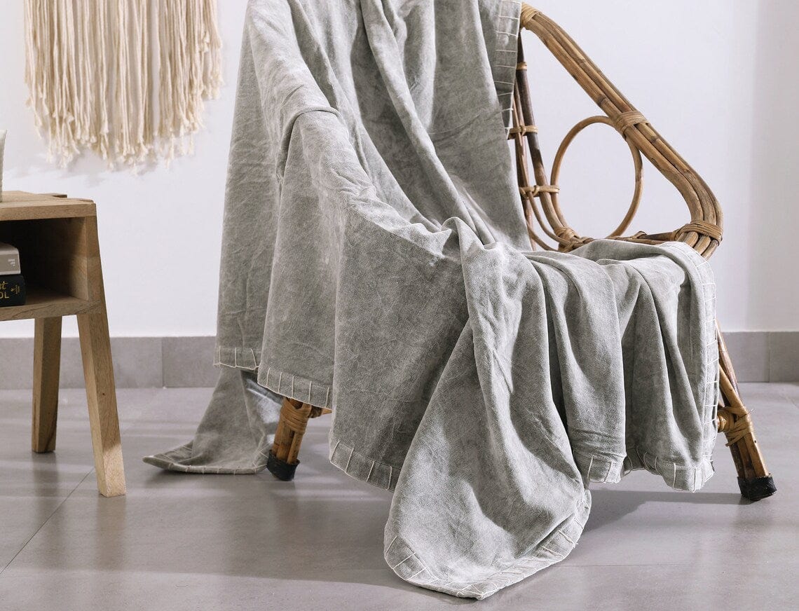 Luxury Rustic Cotton Wool Throw Blanket for Home Decor, Large Picnic Throw Rug