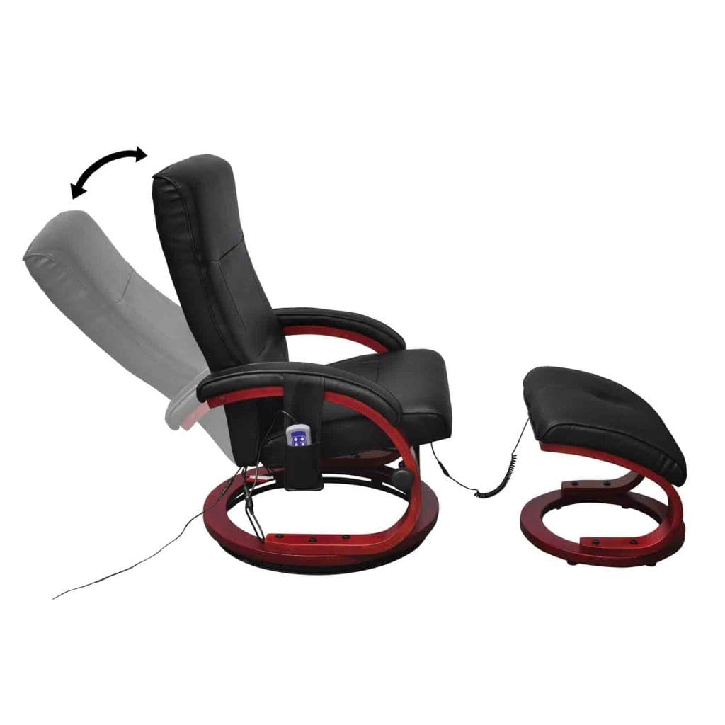 vidaxl55- Massage Chair with Footstool Black Faux Leather