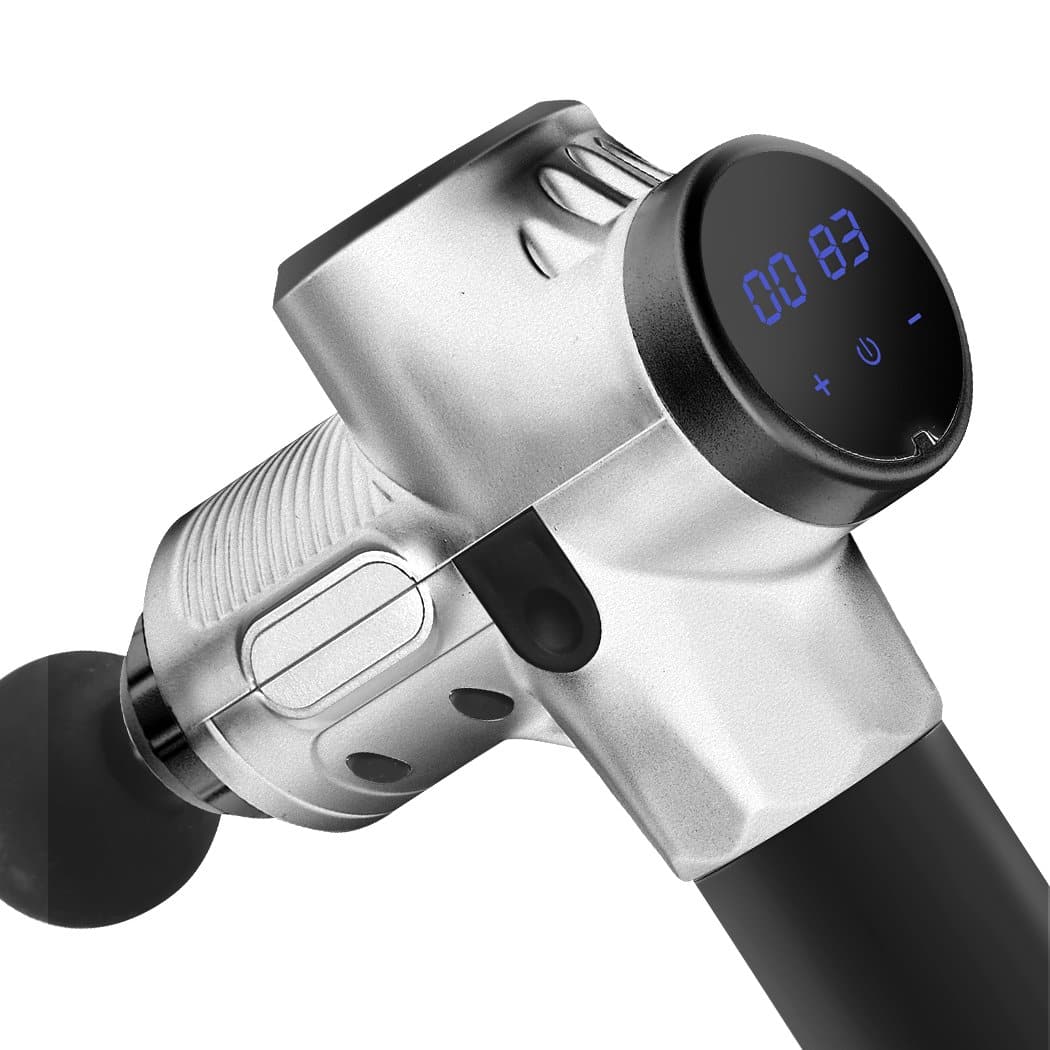 health,fitness &spor Massage Gun Electric Massager 4 Heads Percussion Silver