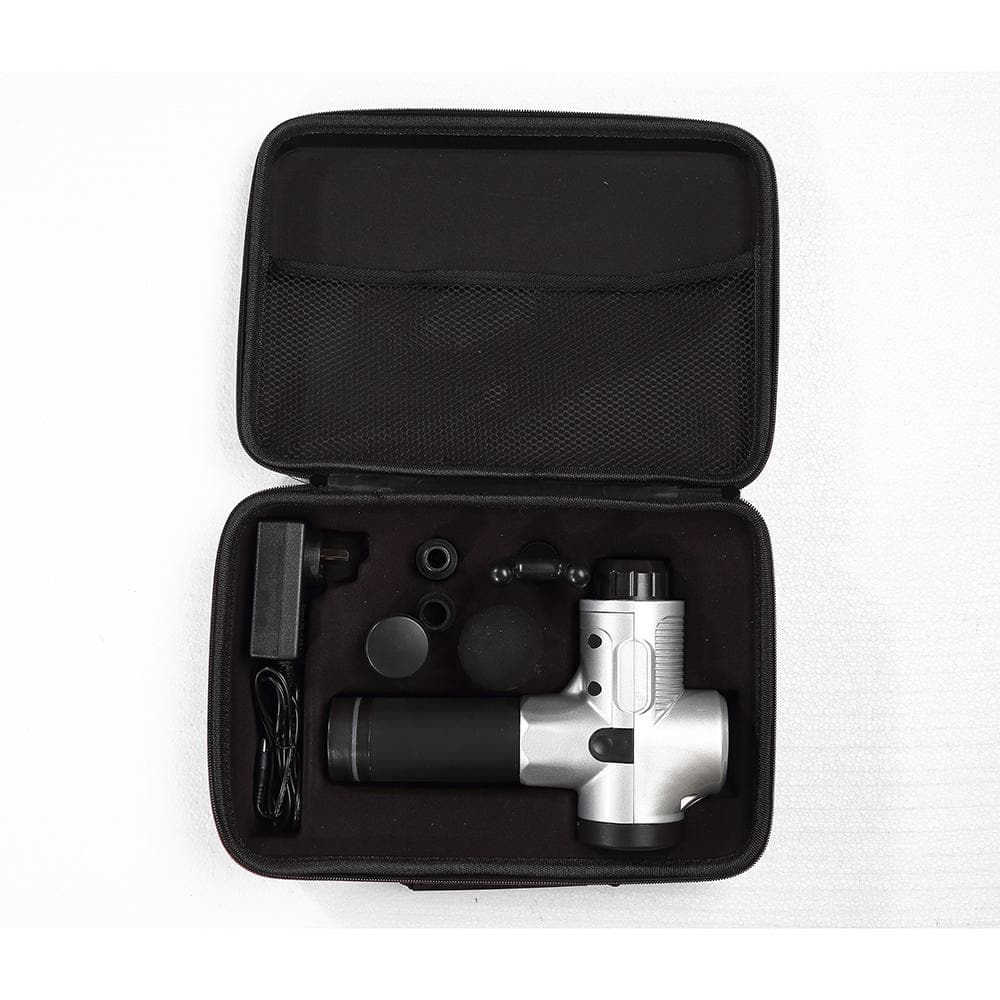 health,fitness &spor Massage Gun Electric Massager 4 Heads Percussion Silver