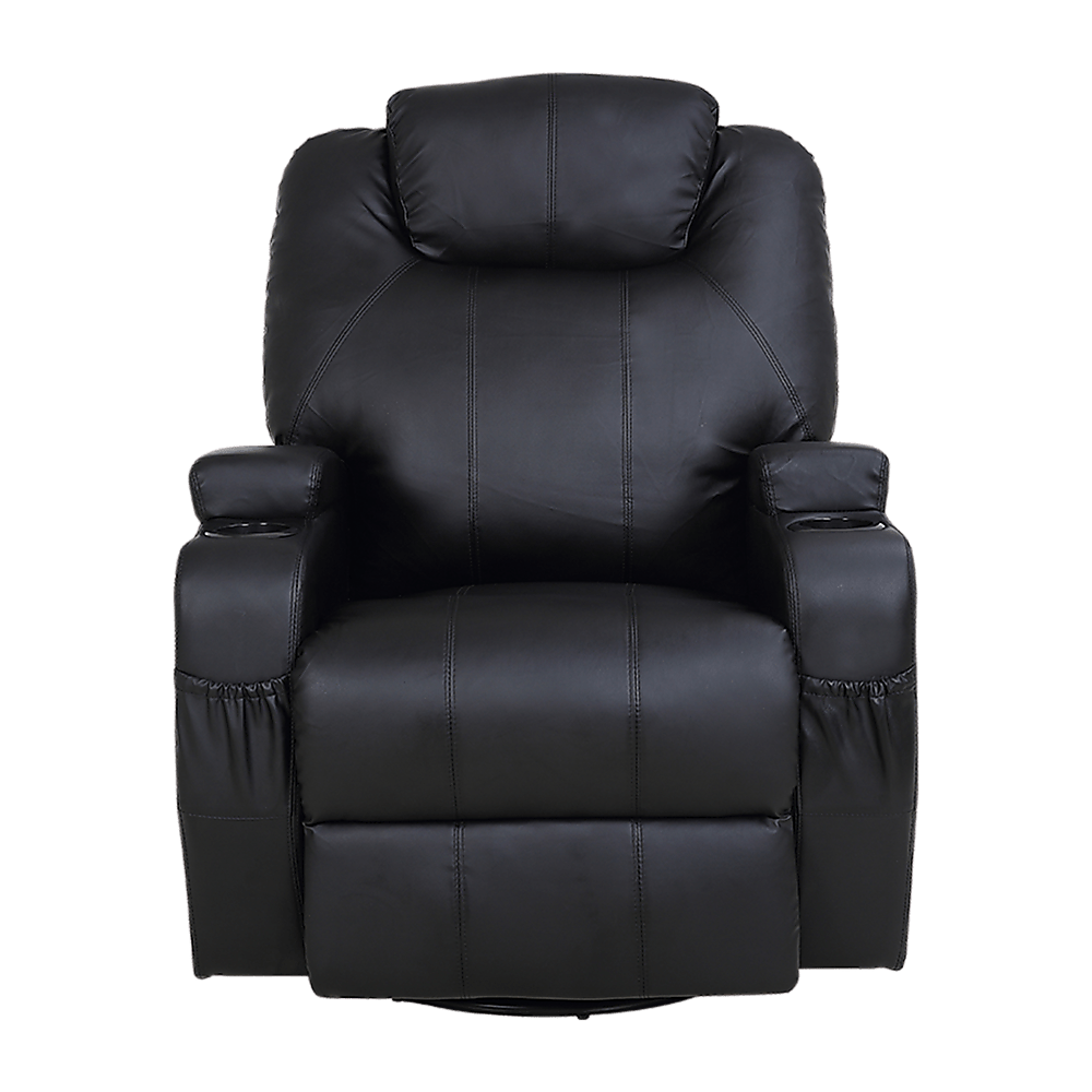 Massage Sofa Chair Recliner 360 Degree Swivel PU Leather Lounge 8 Point Heated