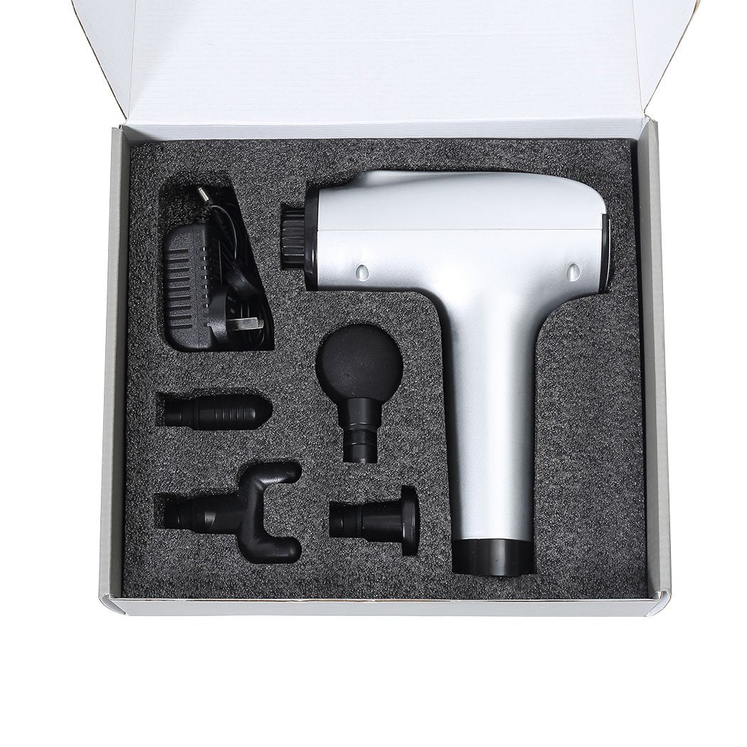 health fitness&sport Massager Gun Vibrating Relaxing Lcd 4 Head Silver