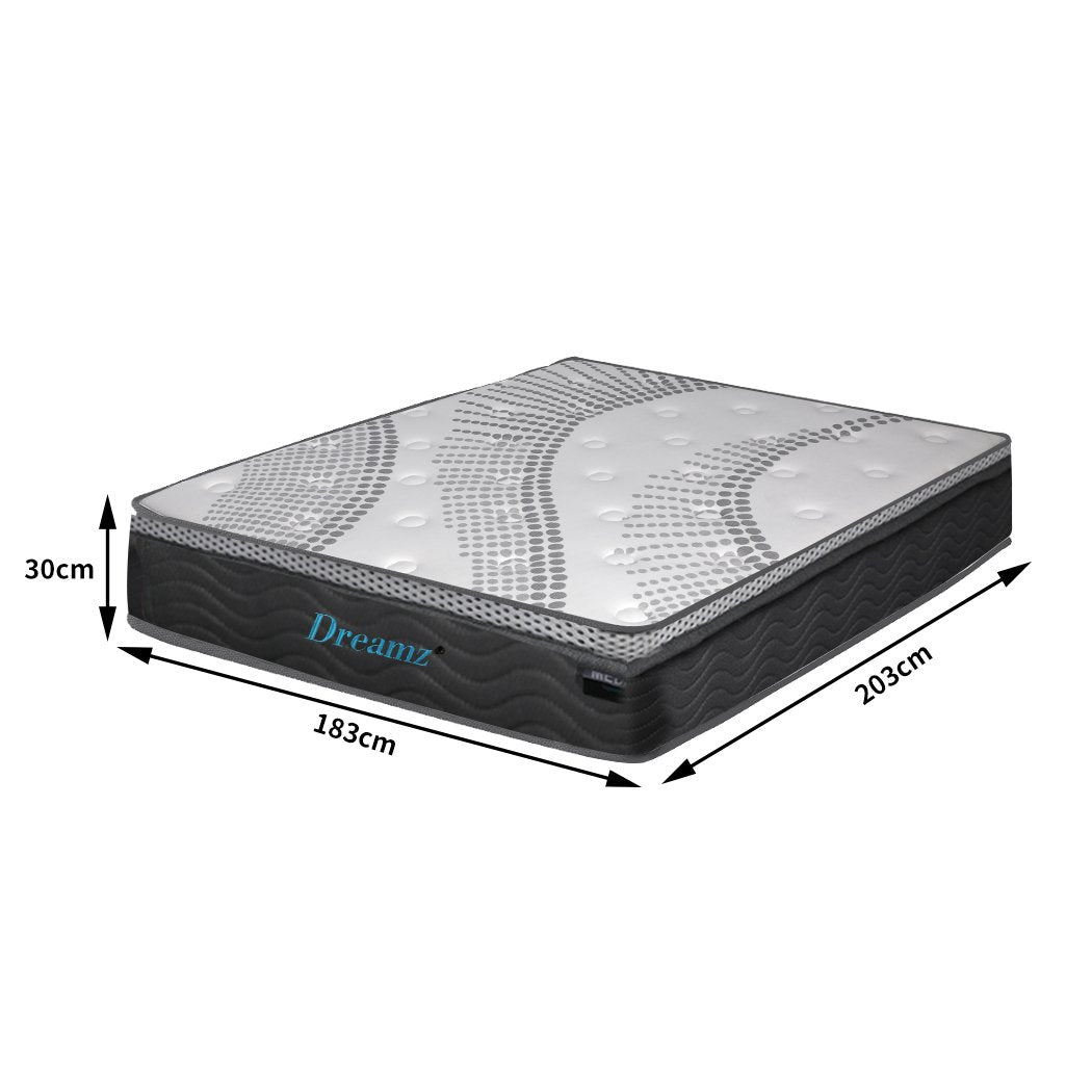 Bedding Mattress Pocket Spring Cool Gel Memory Foam  Euro Top Soft 30CM