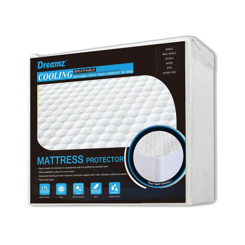 Mattress Protector Topper Polyester Cool Fitted Cover Waterproof Single