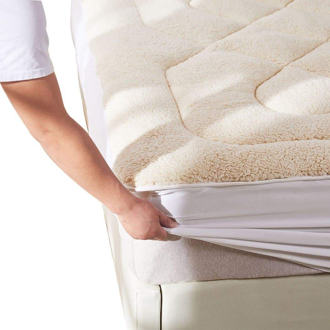 bedding Mattress Topper 100% Wool Underlay Reversible Mat Pad Protector Double