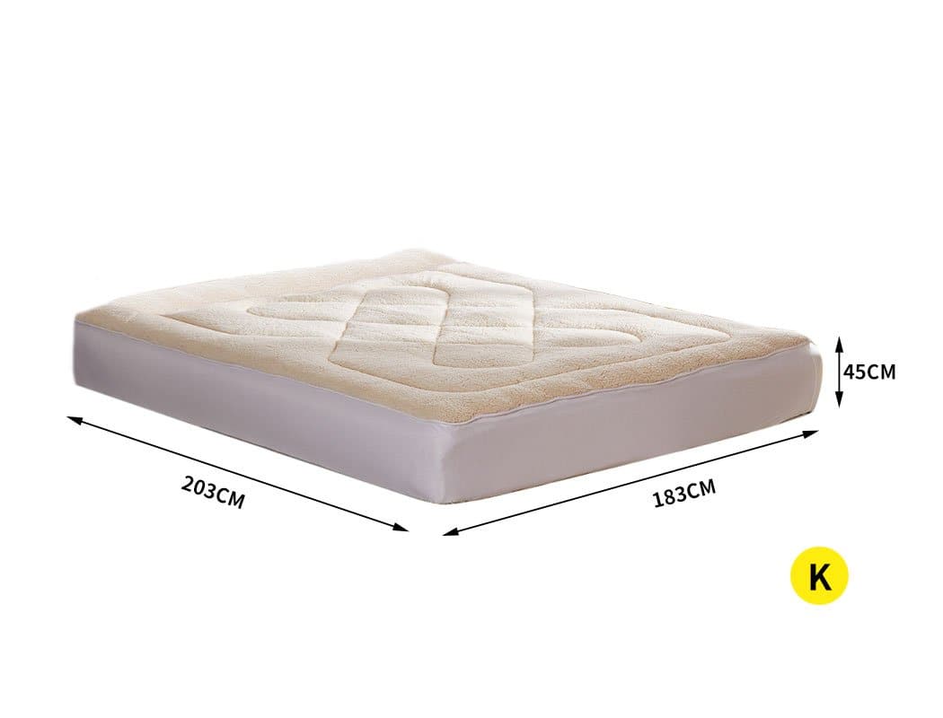 bedding Mattress Topper 100% Wool Underlay Reversible Mat Pad Protector King