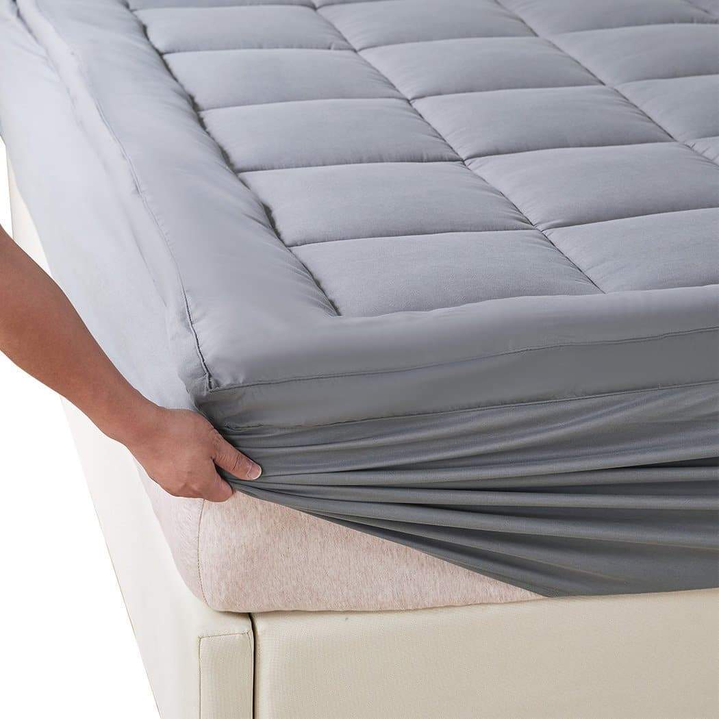 bedding Mattress Topper Bamboo Fibre Luxury Pillowtop Mat Protector Cover Double