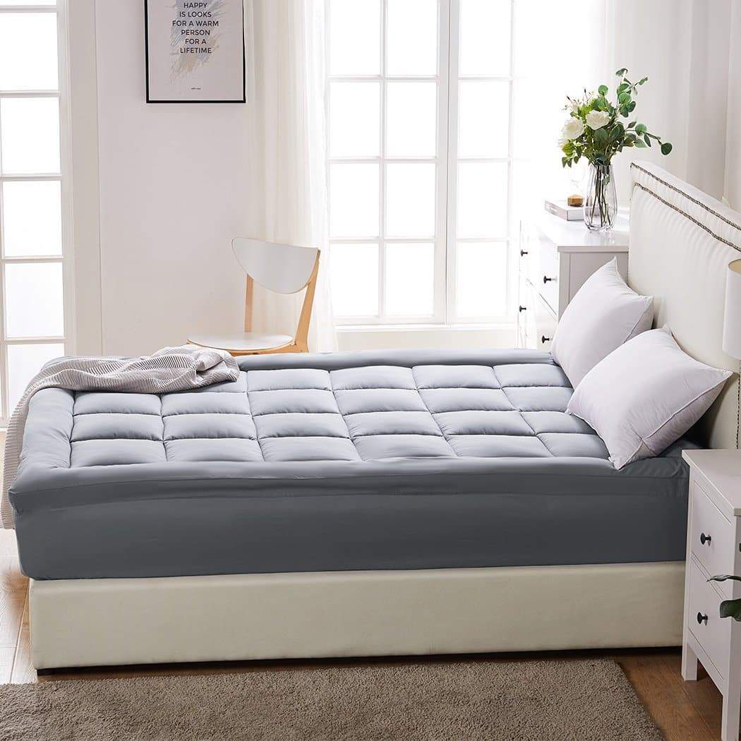bedding Mattress Topper Bamboo Fibre Luxury Pillowtop Mat Protector Cover King