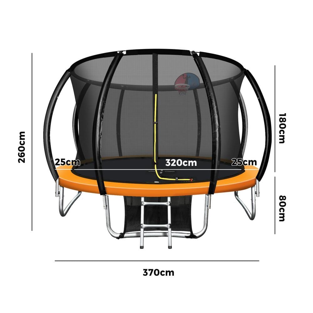 Mazam 12FT Trampoline Kids Round Trampolines Basketball set Safety Net Enclosure