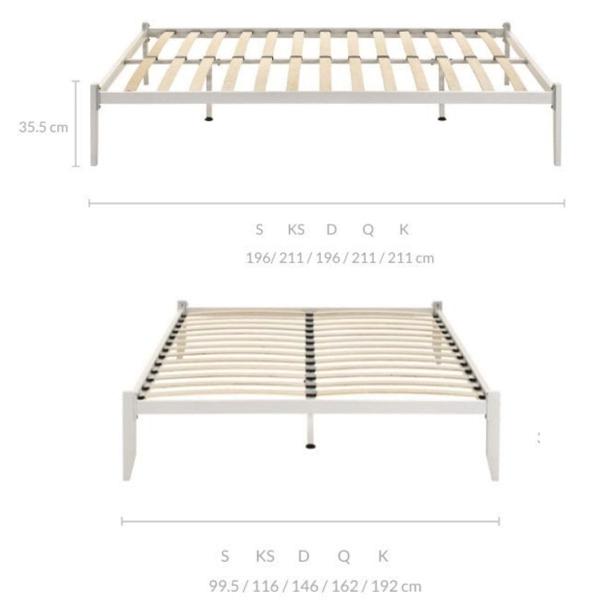 Furniture > Bedroom Metal Bed Base Frame Platform Foundation White - Queen