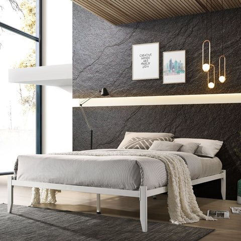Bedroom Metal Bed Base Frame White - King