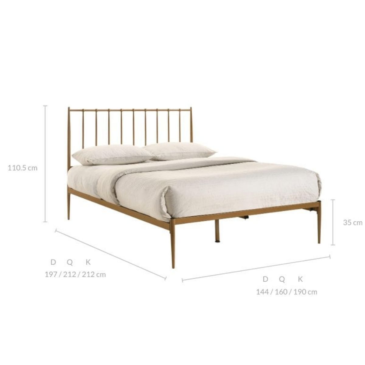 Furniture > Bedroom Metal Bed Frame Base Platform in Gold Double Mid Century Timber Slat