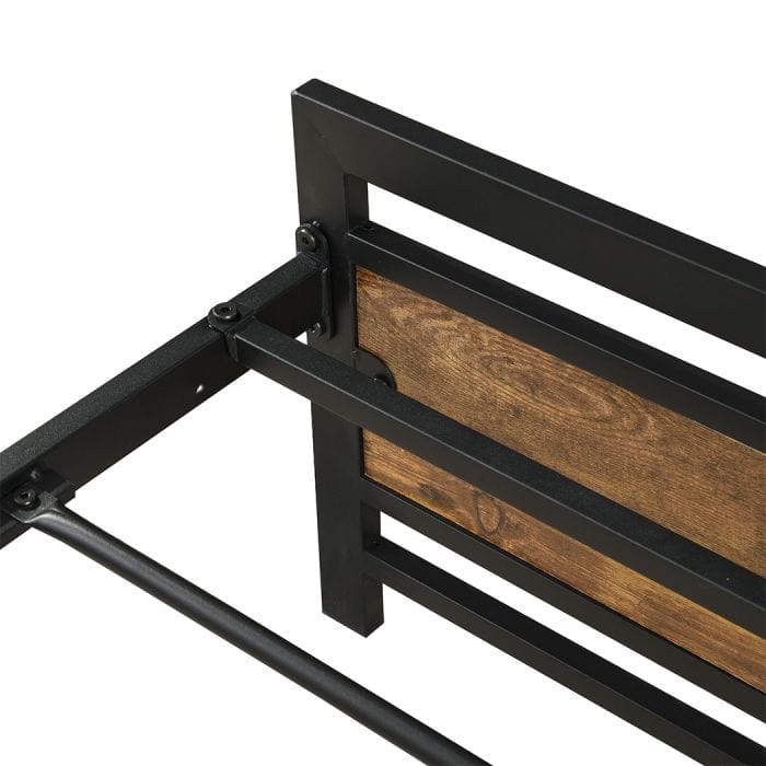 Metal Bed Frame King Size Mattress Base Platform Wooden Headboard Black