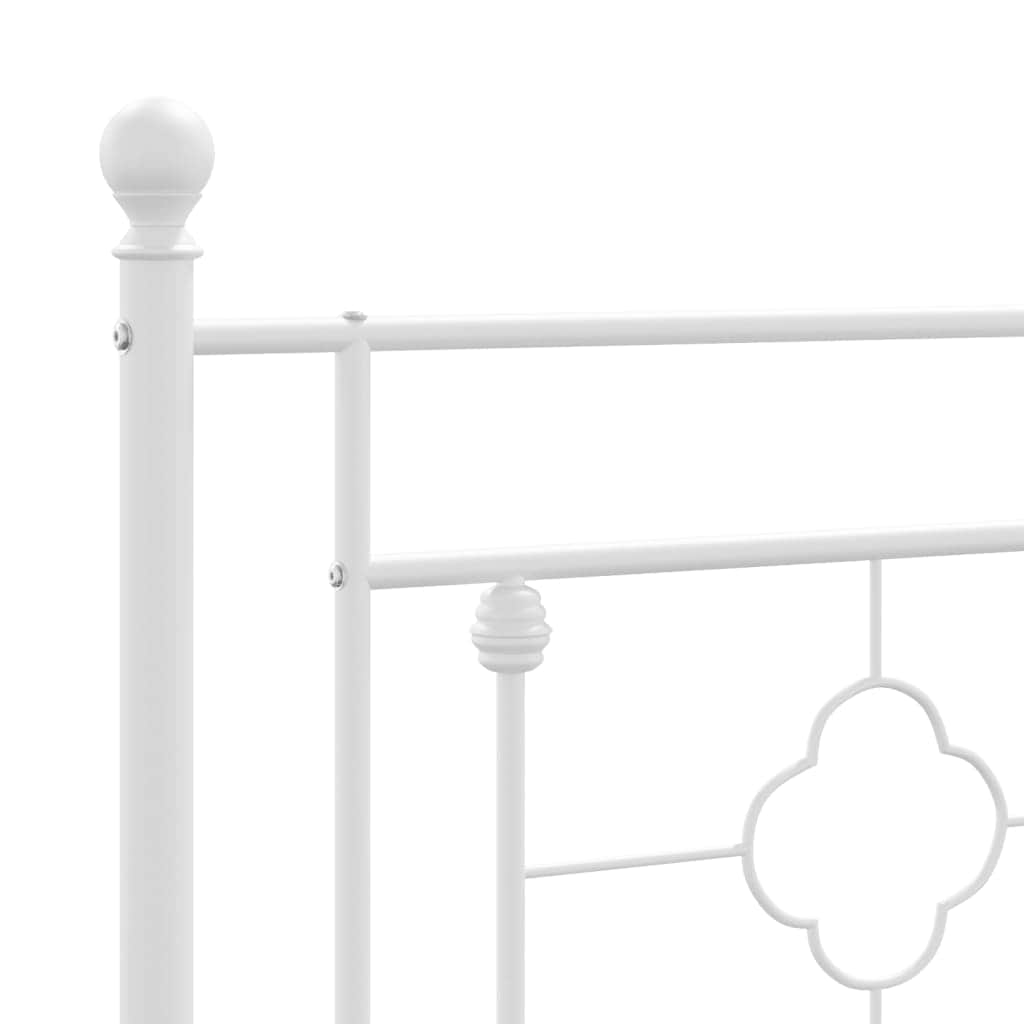 Metal Bed Frame with Headboard and Footboard White