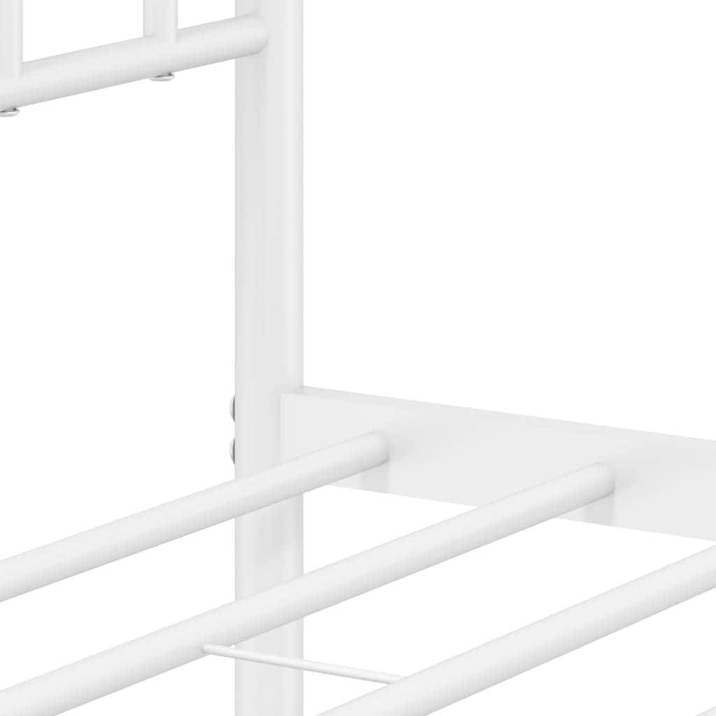 Metal Bed Frame with Headboard and Footboard White