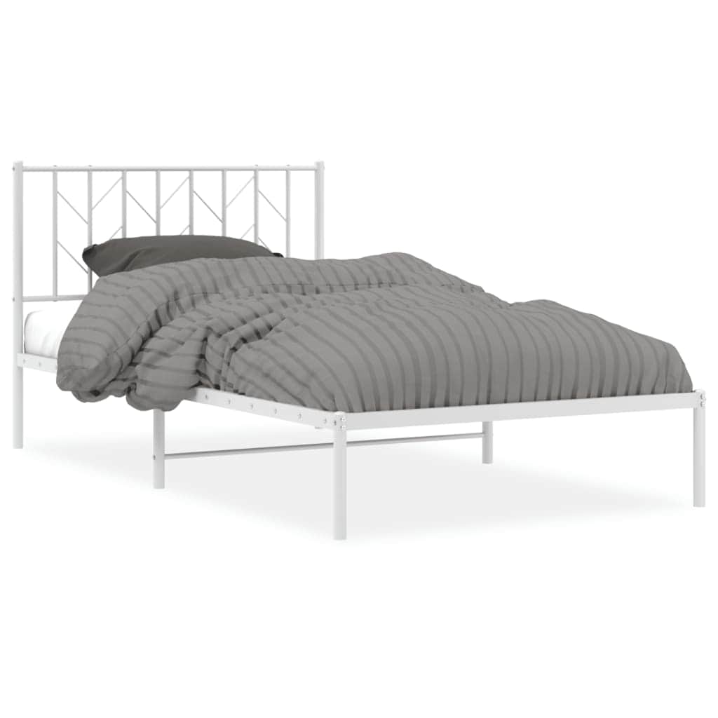 Metal Bed Frame with Headboard Black