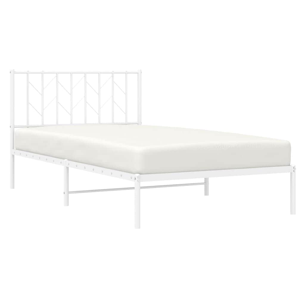 Metal Bed Frame with Headboard Black