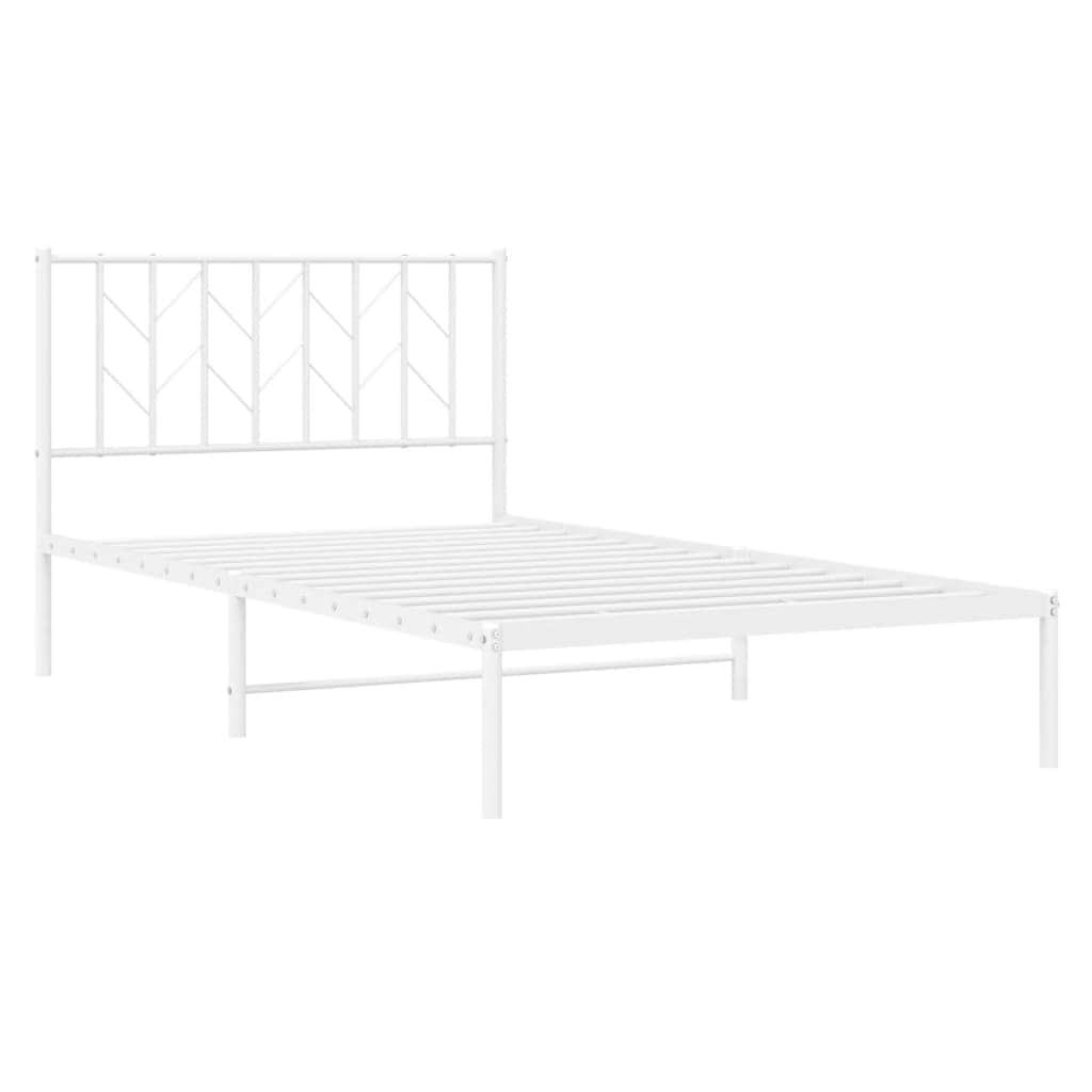 Metal Bed Frame with Headboard Black