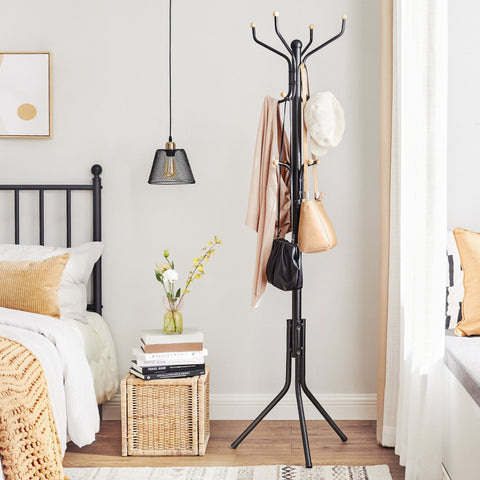 Metal Coat Rack 182 cm Tall Hall Tree Black