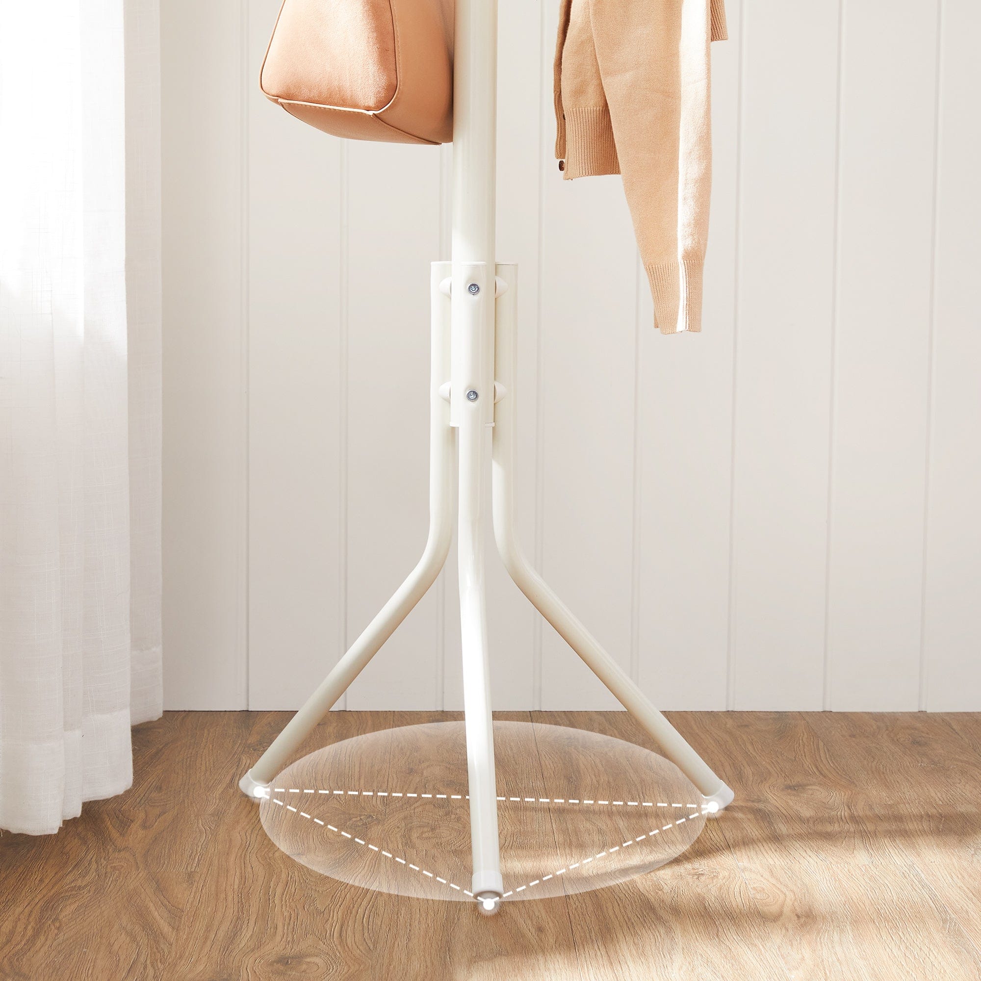 Metal Coat Rack Creamy White