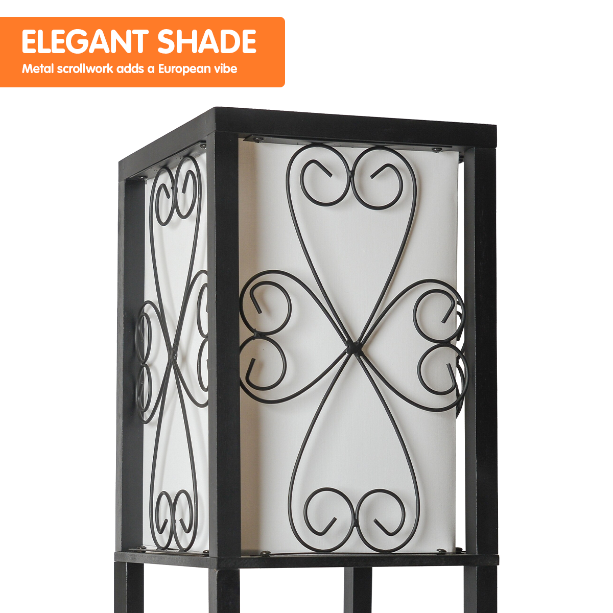 Metal Etagere Floor Lamp with Wine Holder Shelf