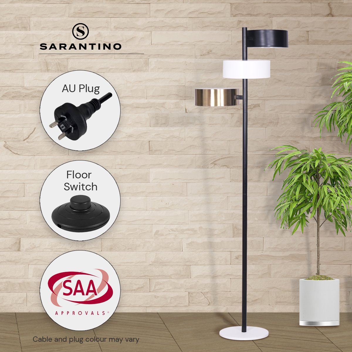 Metal Floor Lamp with 3 Swirl Shades