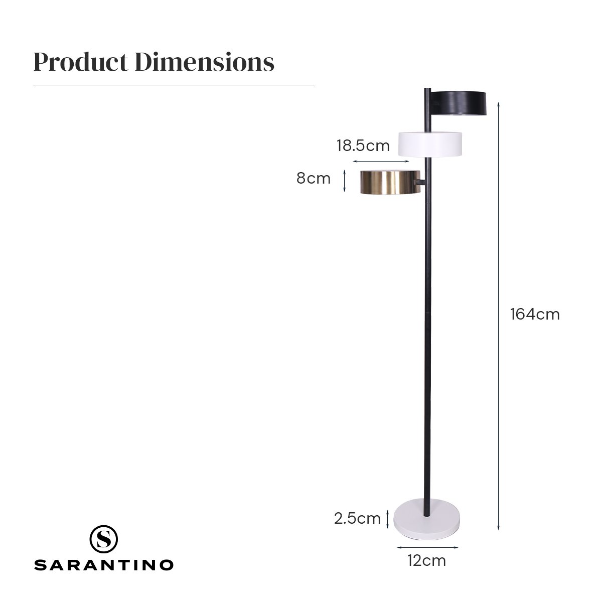 Metal Floor Lamp with 3 Swirl Shades