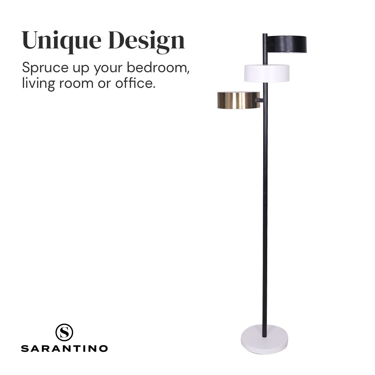 Metal Floor Lamp with 3 Swirl Shades