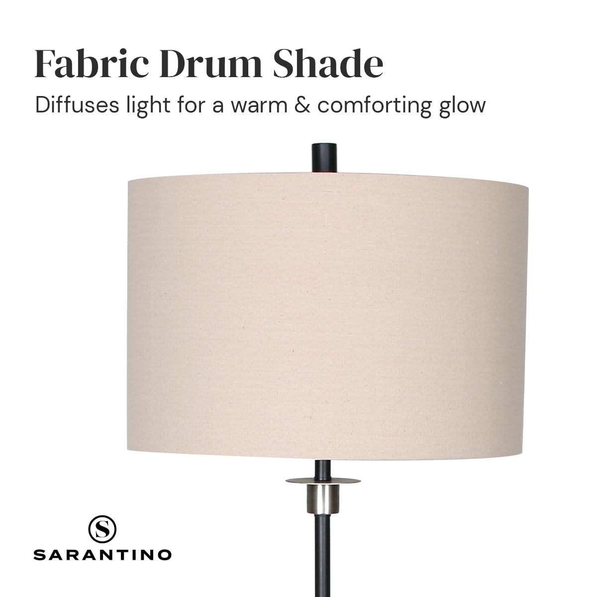 Metal Floor Lamp With Cream Drum Shade