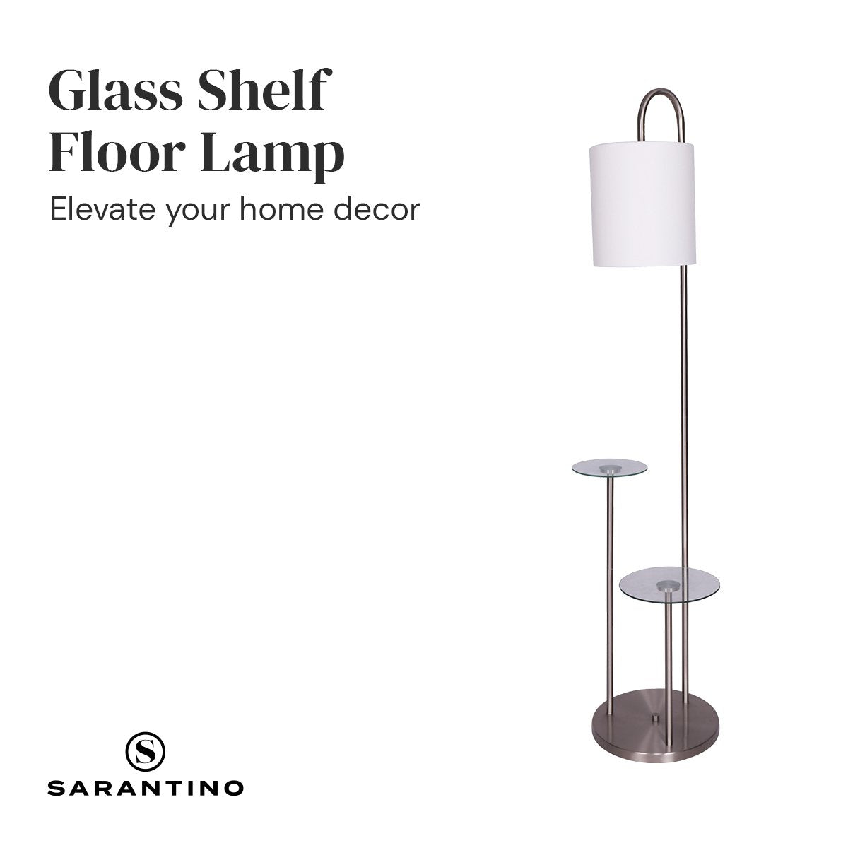 Metal Floor Lamp with Glass Shelves