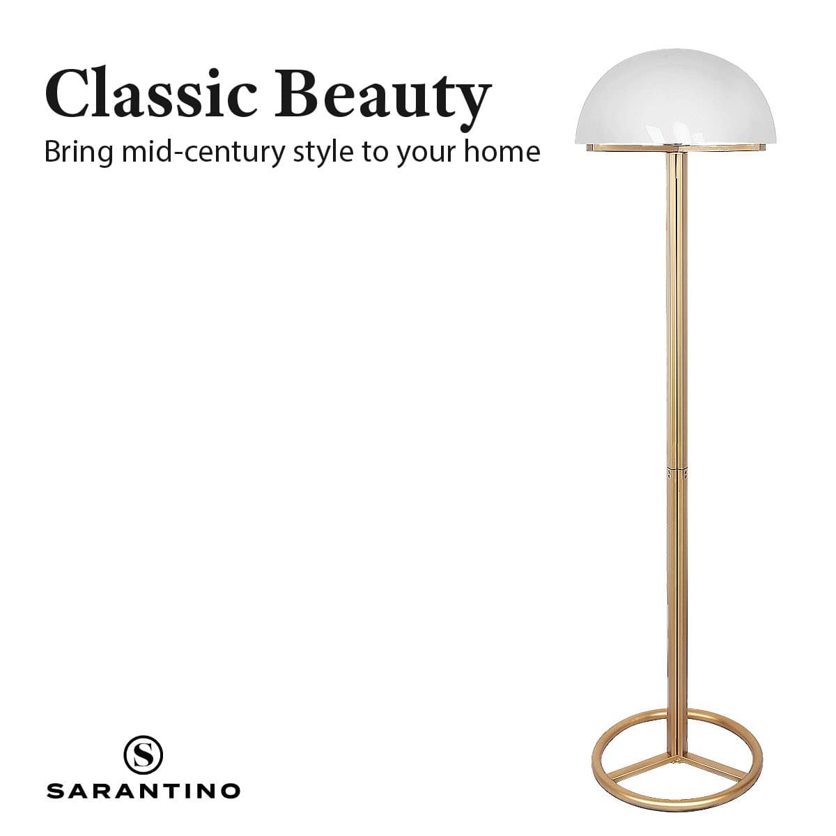 Metal Floor Lamp with White Acrylic Shade by Sarantino