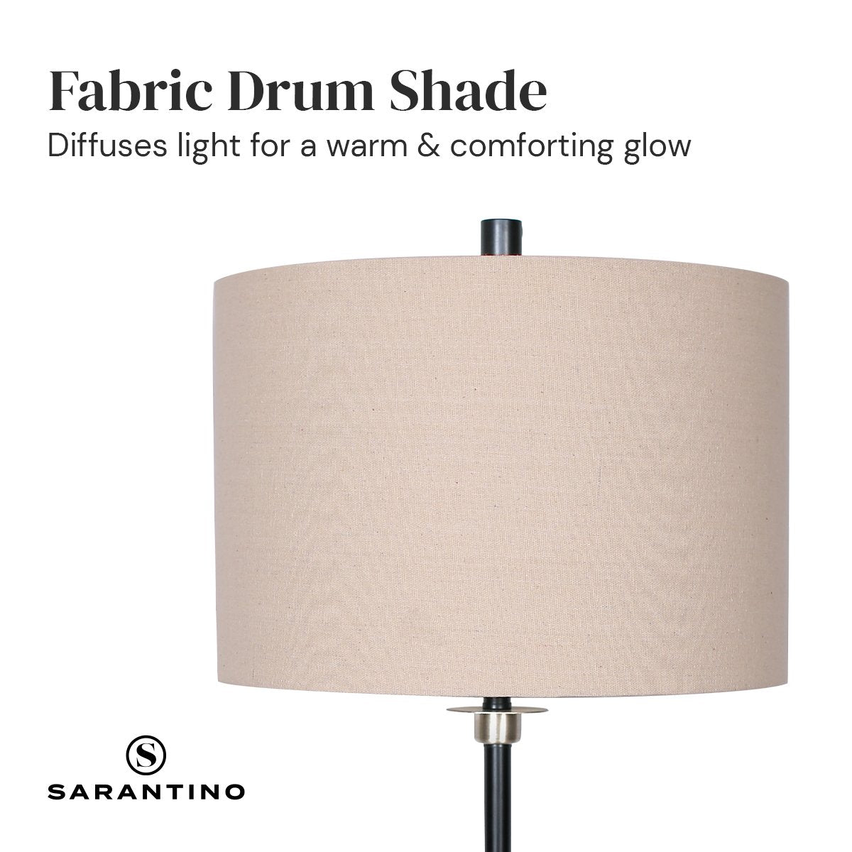 Metal Table Lamp with Linen Drum Shade