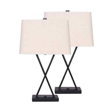 Metal Table Lamp with X Stand