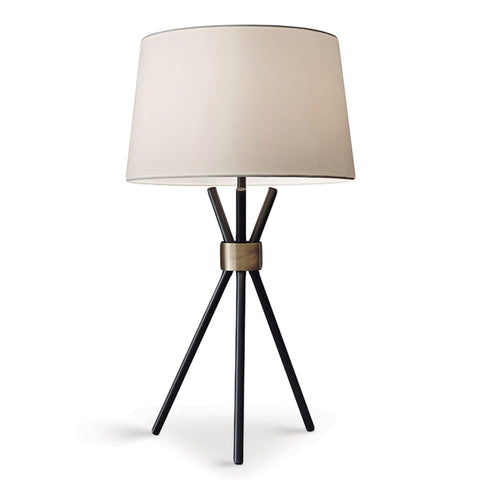 Metal Tripod Table Lamp With Antique Brass Accent