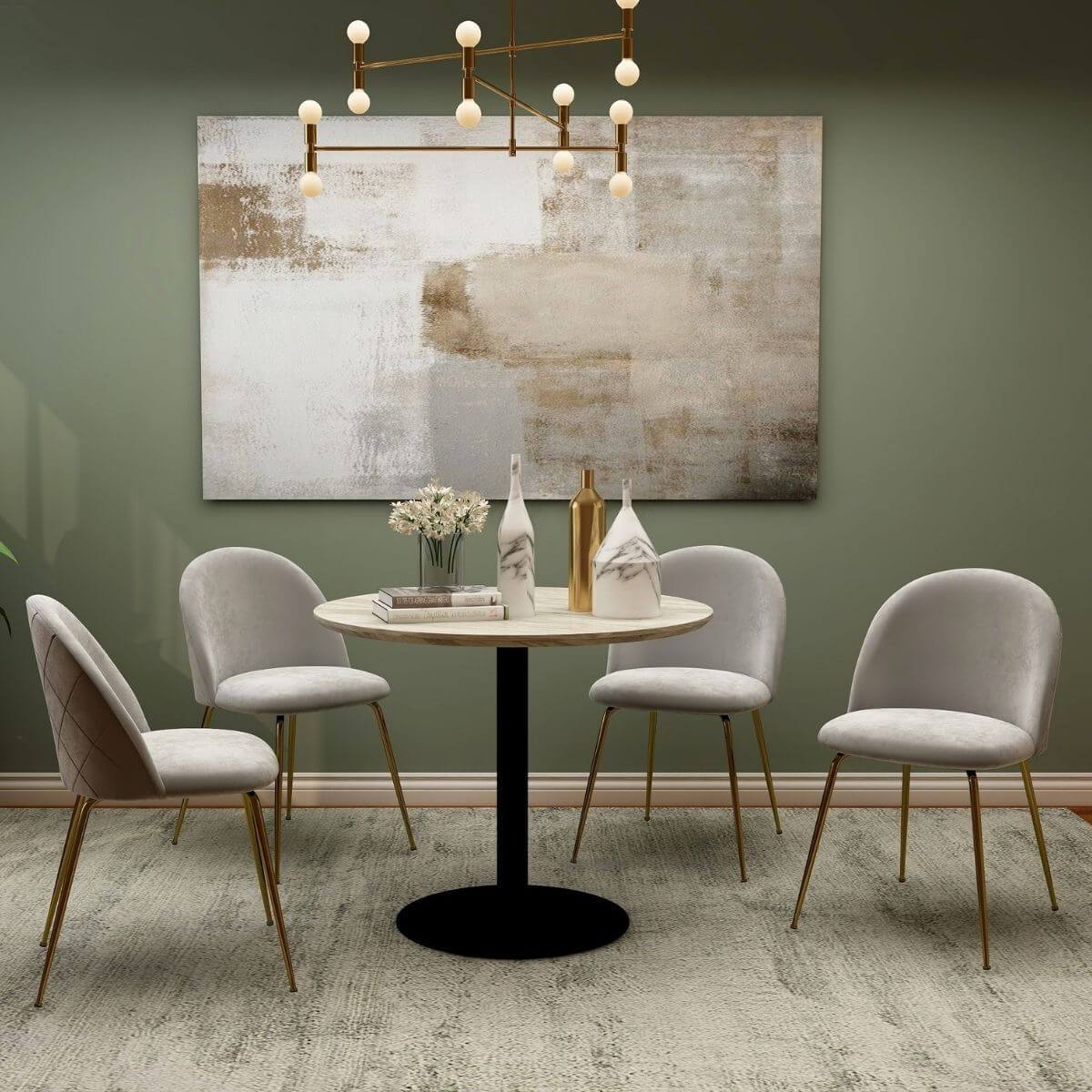 Dining Mid-Century Design Round Dining Table- black