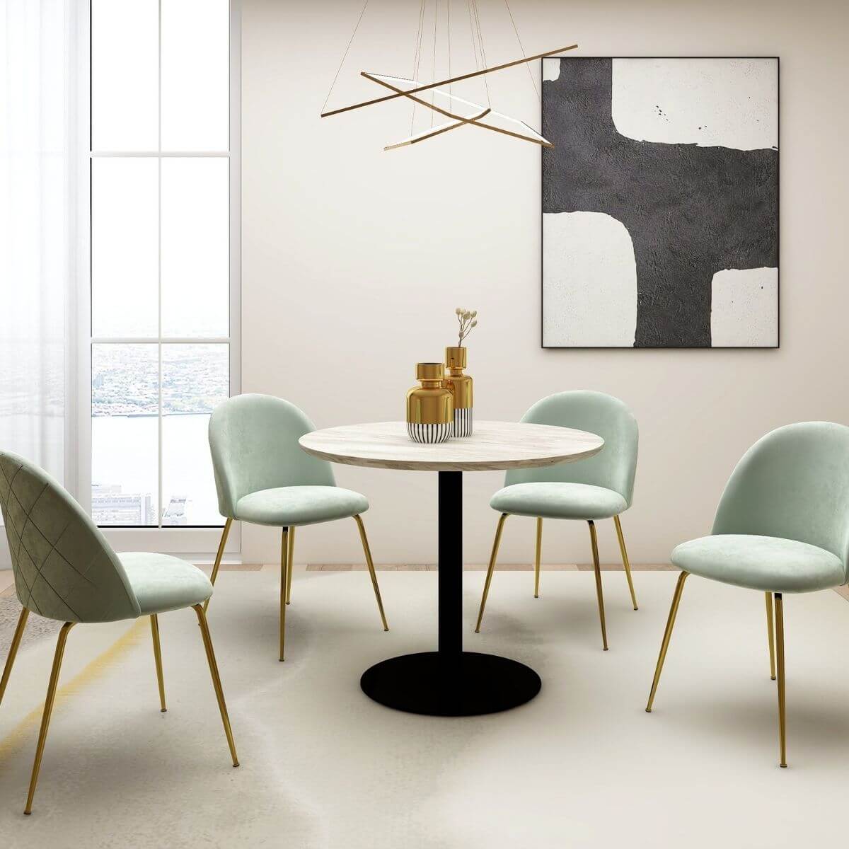 Dining Mid-Century Design Round Dining Table- black