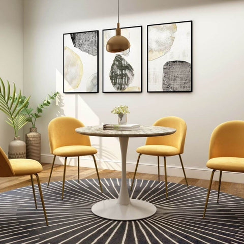 Dining Mid-Century Design Round Dining Table-White