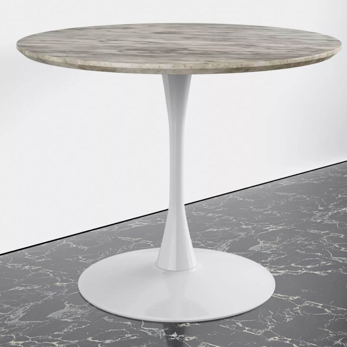 Dining Mid-Century Design Round Dining Table-White
