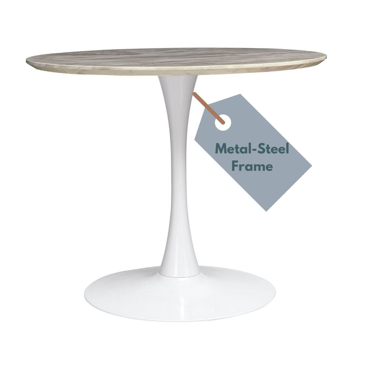 Dining Mid-Century Design Round Dining Table-White