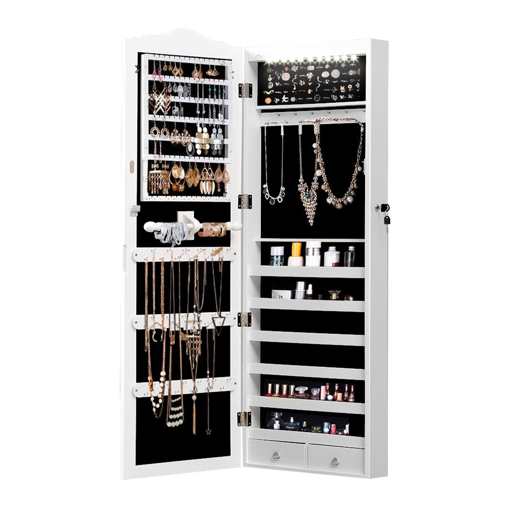 bedroom Mirror Jewellery Cabinet Box With Led Light New