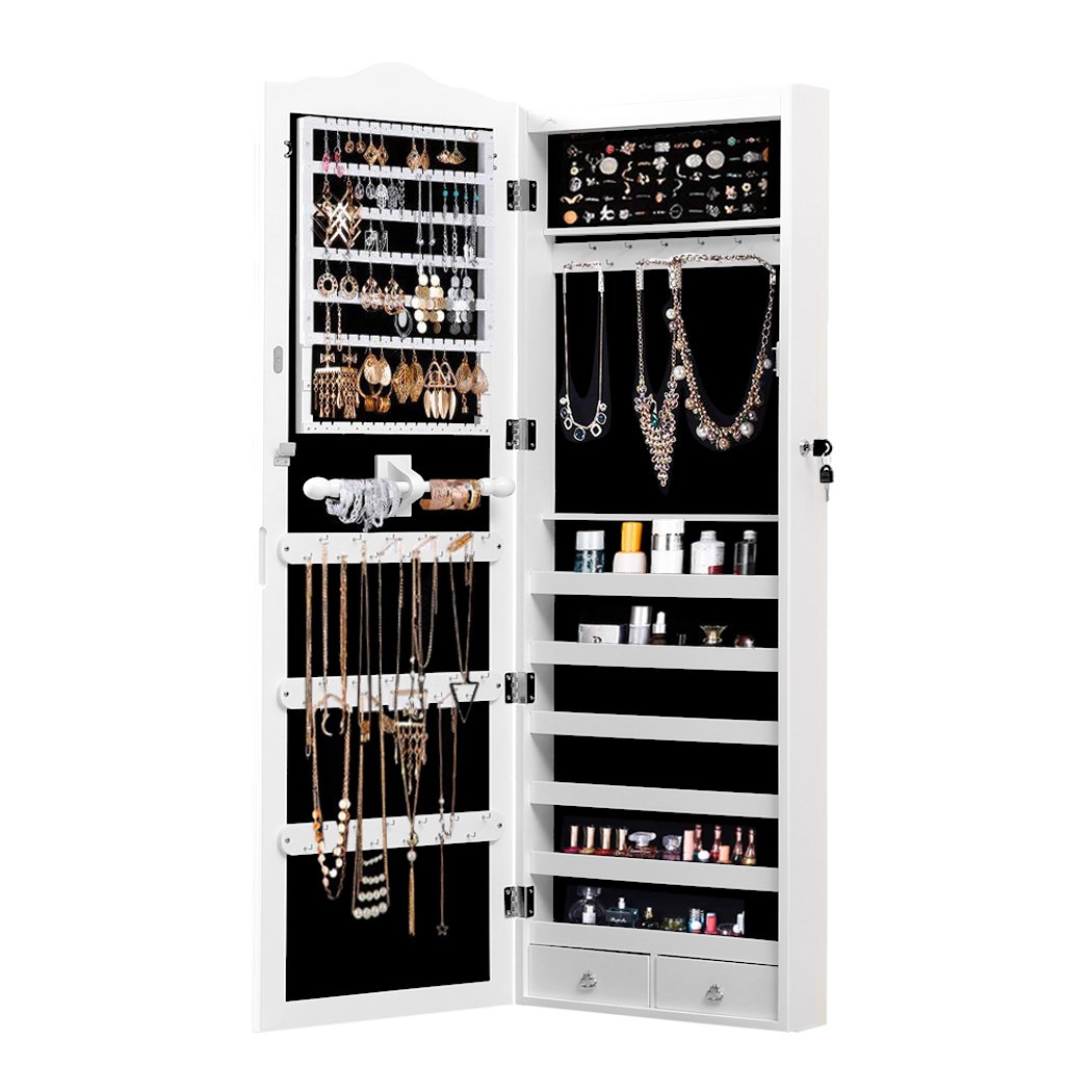 bedroom Mirror Jewellery Cabinet with 2 Drawers