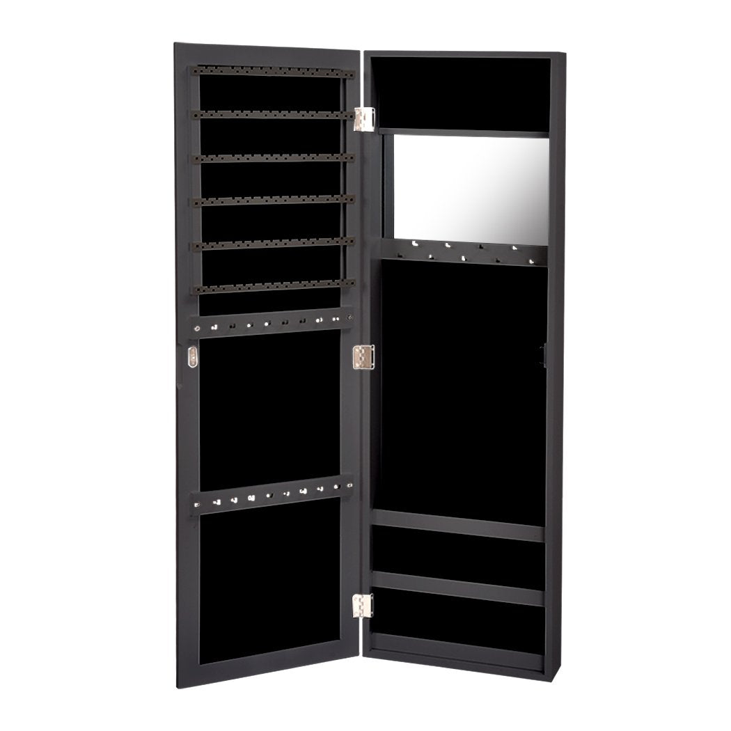 bedroom Mirror Jewellery Makeup Storage Box Tall Black