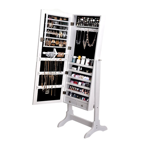 Mirrored Jewellery Dressing Cabinet White