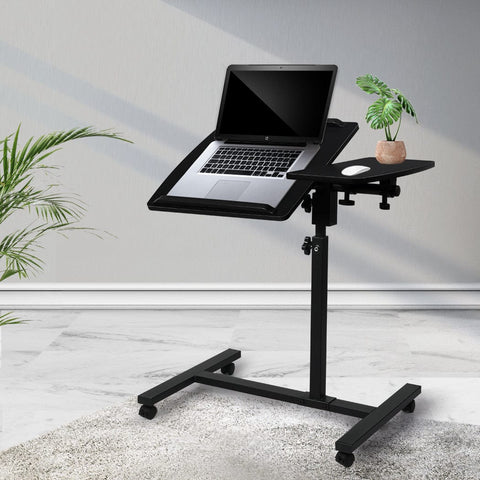 Mobile Laptop Desk Adjustable Computer Table Stand Office Study Bed Black